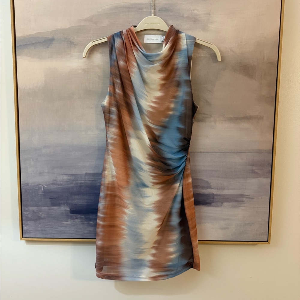Significant Other Cowl Neck Multicolor Sleeveless Mini Cocktail Dress